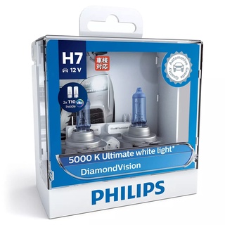 (TẶNG T10 LED) Đèn Pha Philips Diamond Vision Chân H7 12V-55/65W 5000K