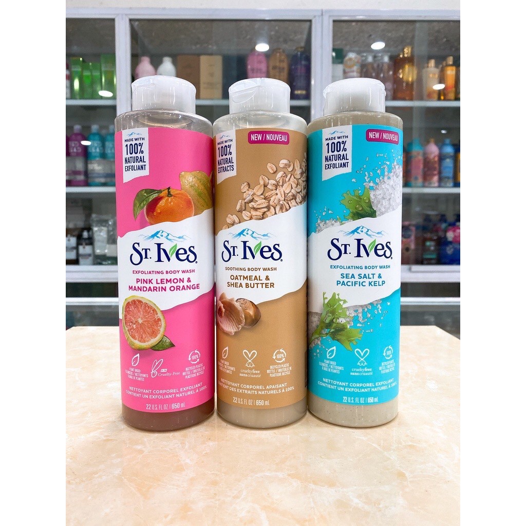 (USA - 650ml) SỮA TẮM ST.IVES BODY WASH TẨY TẾ BÀO CHẾT MẪU MỚI NHẬP KHẨU CHÍNH HÃNG