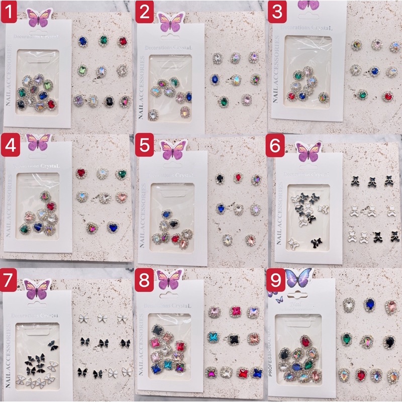 phụ kiện charm đá khối các mẫu gắn móng tay nail