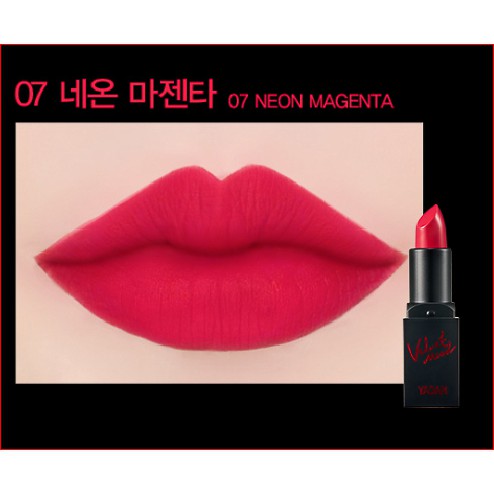 Son Lì Yadah Velvet Mood Lipstick 3.3G (#07 neon magenta - hồng neon)