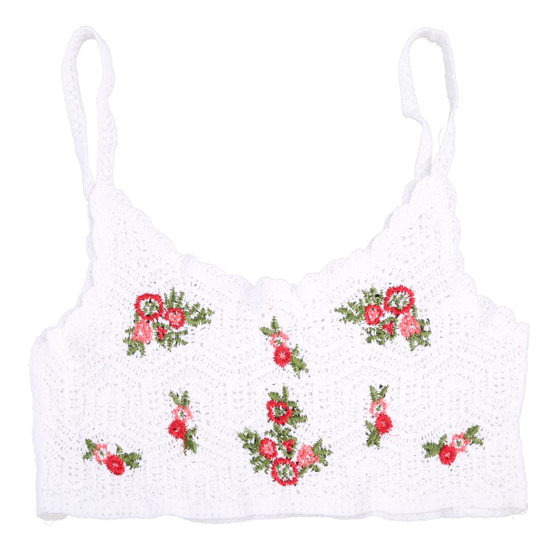 Áo Croptop Dệt Kim Không Tay Thêu Họa Tiết Hoa Lá Phong Cách Bohemian Thời Trang Mùa Hè Cho Nữ