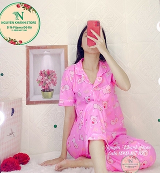 ĐỒ BỘ PIJAMA TAY NGẮN QUẦN DÀI VẢI KATE MỀM MẠI HOẠT HÌNH SIÊU XINH DƯỚI 55KG