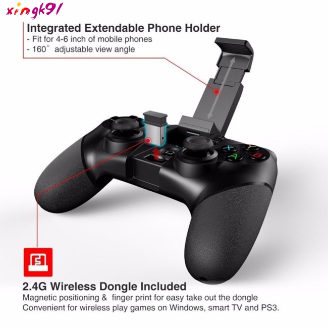 Bộ tay cầm chơi game bluetooth Ipega 9076 3 trong 1 2.4G cho Android/IOS