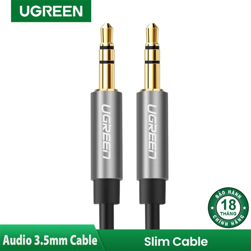 Dây Audio 3.5mm tròn mạ vàng 24K, TPE cao cấp UGREEN, dây Loa 1 ra 1, Cáp AV, Audio chính hãng, bảo hành 12 tháng