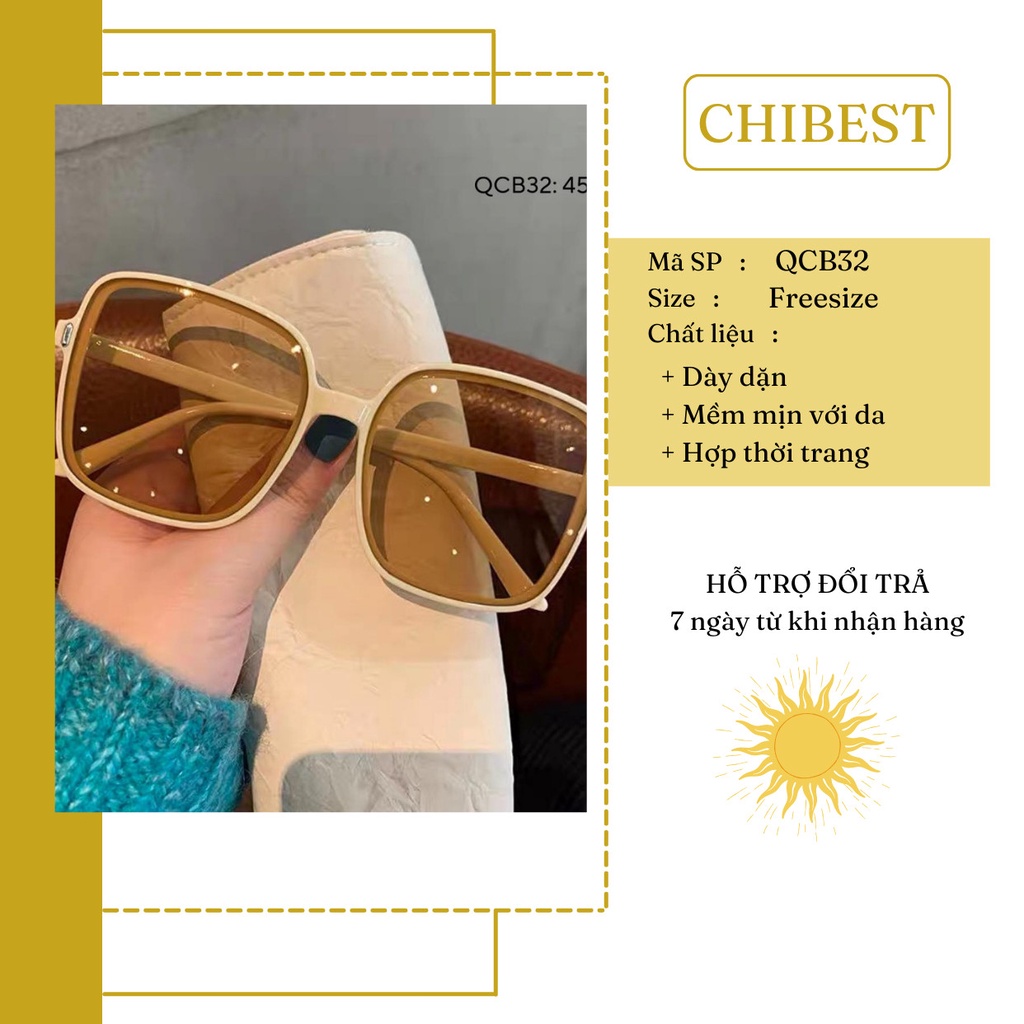 Kính Mát Nữ Gọng Vuông Sành Điệu Thời Trang Phong Cách Hàn Quốc  CHIBEST QCB32