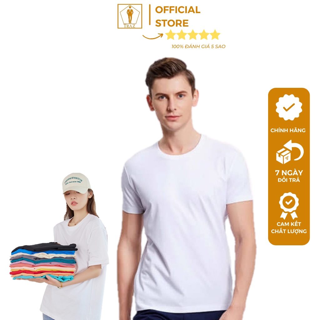 Áo thun Phông Trắng Trơn Nam nữ TRAZ Đẹp 300g Cổ Tròn Dáng Phom Rộng Cộc Tay Lỡ Unisex