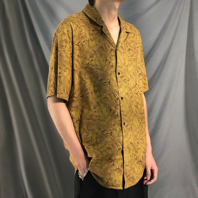 Áo Sơ Mi Tay Ngắn Unisex Cổ Bẻ Phông Cách Hàn Quốc Freesize