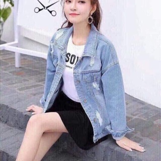 Áo khoác bò 5 rách cổ đức