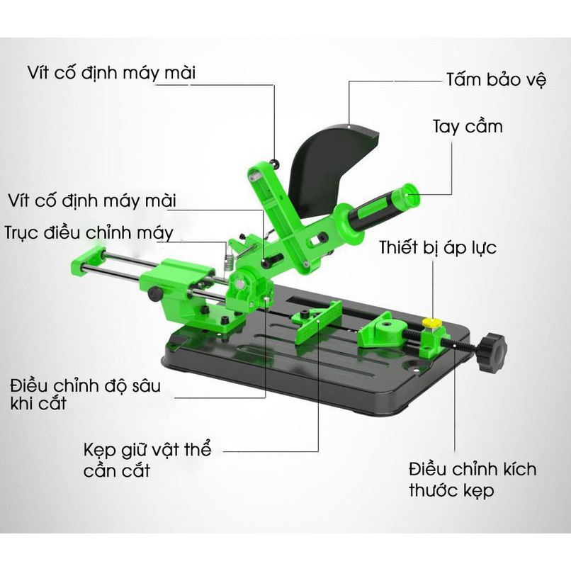 Tặng Máy Mài Aotuo + Đĩa Cắt - Bàn Gắn Máy Mài Thành Bàn Cắt Đa Năng Có Thanh Kéo Di Chuyển Tiện Lợi - Bảo Hành 12 Tháng