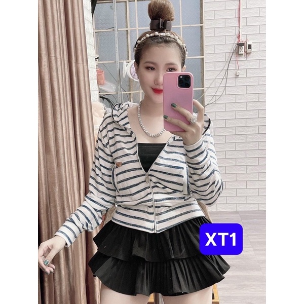 Áo Khoác Thun Nữ Có Túi Viền Sọc -Có Nón Chống Nắng Tay Dài | BigBuy360 - bigbuy360.vn