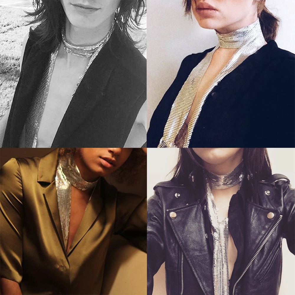 Khăn quàng cổ dài mỏng phối sequin hợp kim nhôm lấp lánh