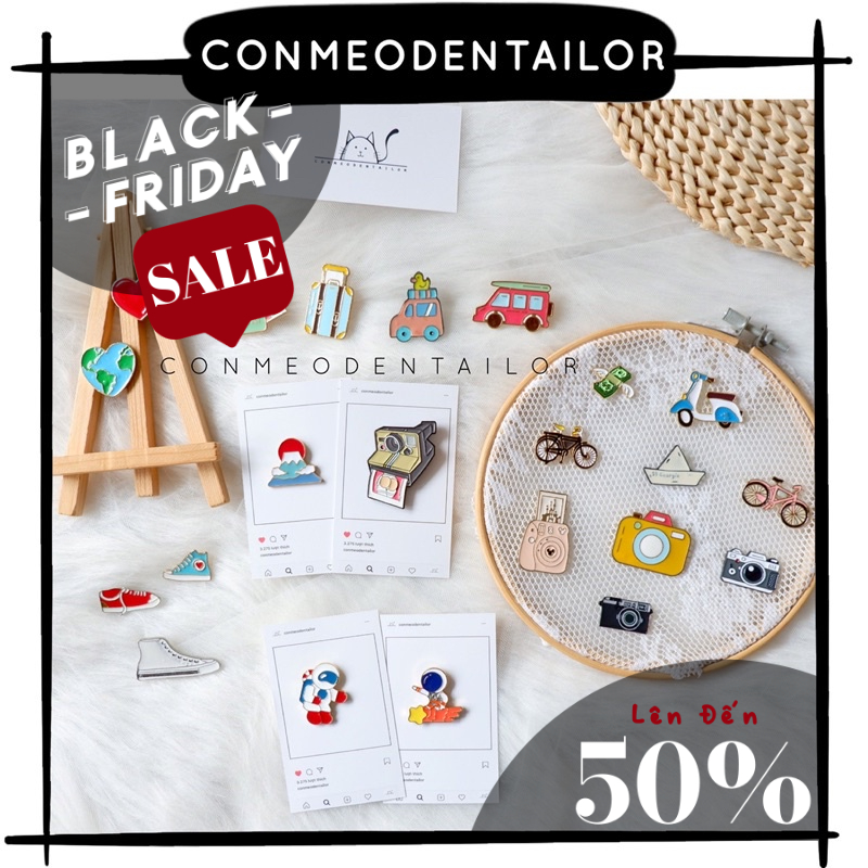 Ghim cài huy hiệu balo túi áo du lịch máy ảnh CONMEODENTAILOR