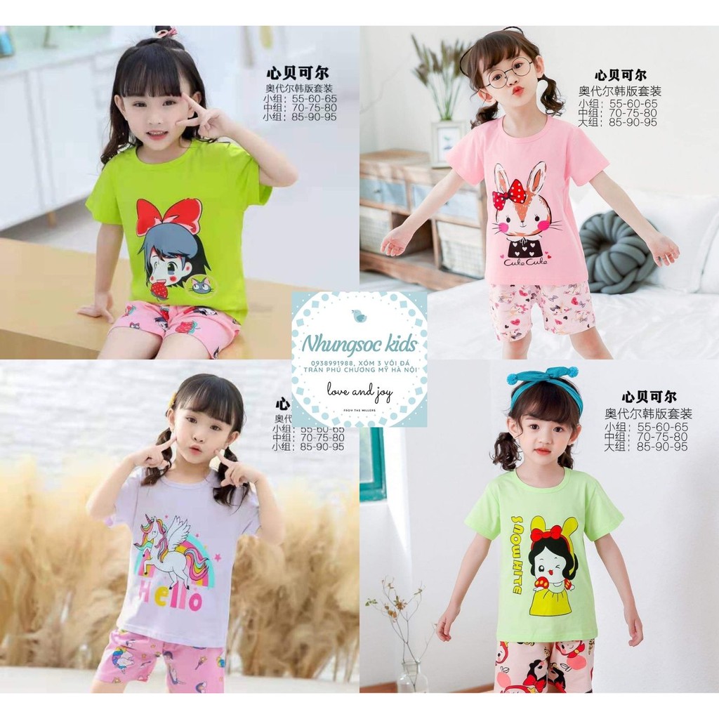 🌺8-33kg🌺 Bộ cotton Quảng Châu xuất hàn cực xinh, đủ size nhí - trung - đại. CHỌN MÀU. BẢNG MÀU BÉ GÁI SỐ 4