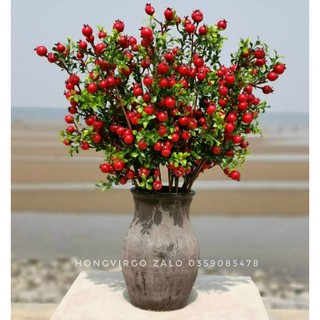 Cành Lựu Giả - Cành Lựu Phú Quý Trang Trí  dài 63cm phong thủy thu hút tài lộc