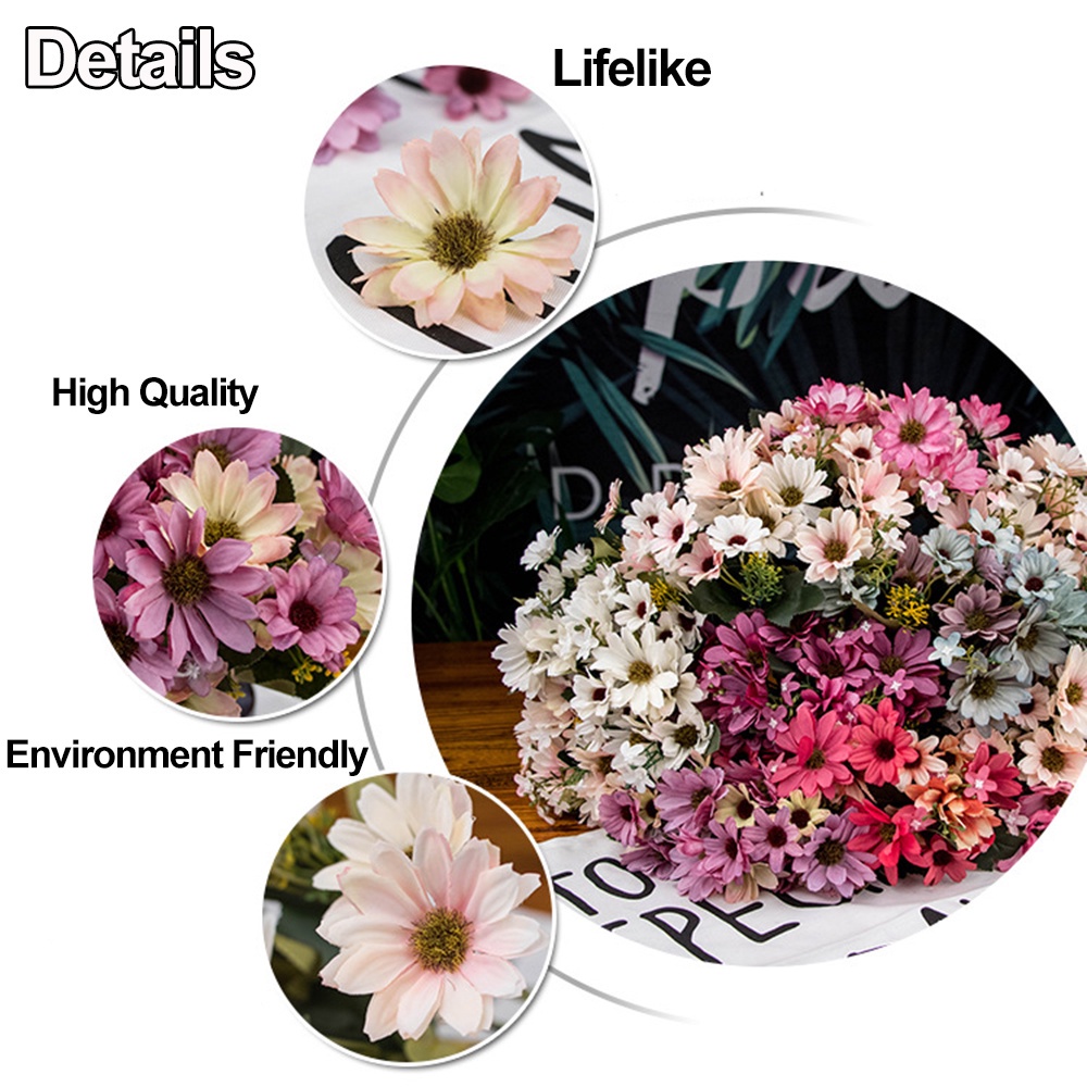 Bó Hoa Cúc Nhân Tạo 21 Đầu Trang Trí Tiệc Cưới|Bó Hoa Lụa Nhiều Màu Trang Trí Nhà Cửa