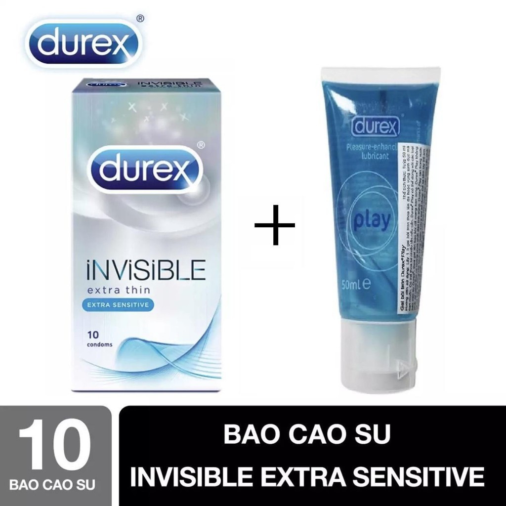 [ Cam Kết Chính Hãng ] Combo Bao Cao Su INVISIBLE cực siêu mõng+Gel Play ( Che Tên Khi Giao )