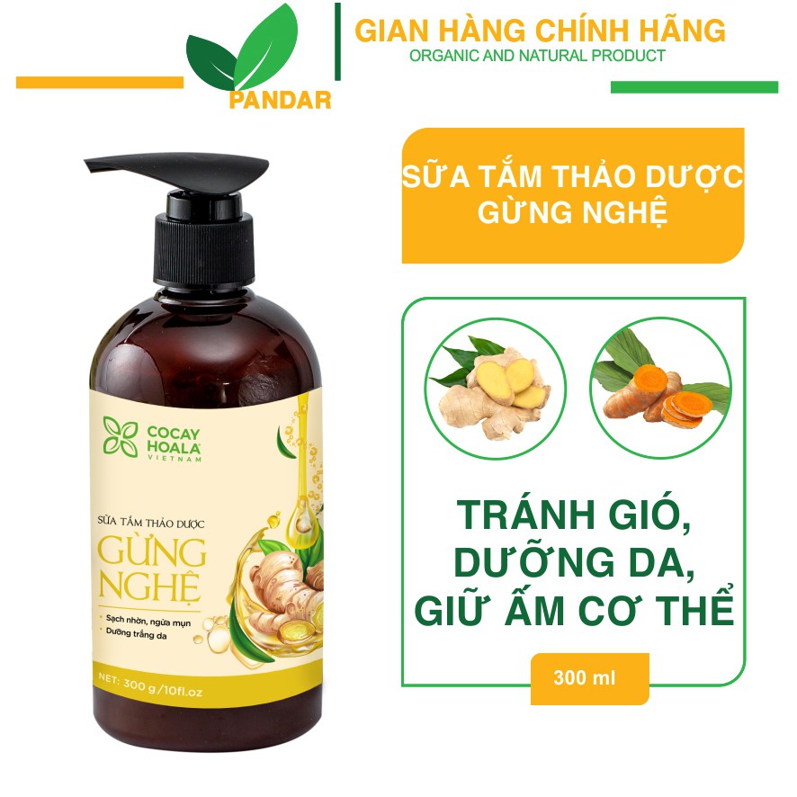 SỮA TẮM THẢO DƯỢC TINH DẦU GỪNG, CHIẾT XUẤT NGHỆ, TRÁNH GIÓ, CHỐNG CẢM, PANDAR