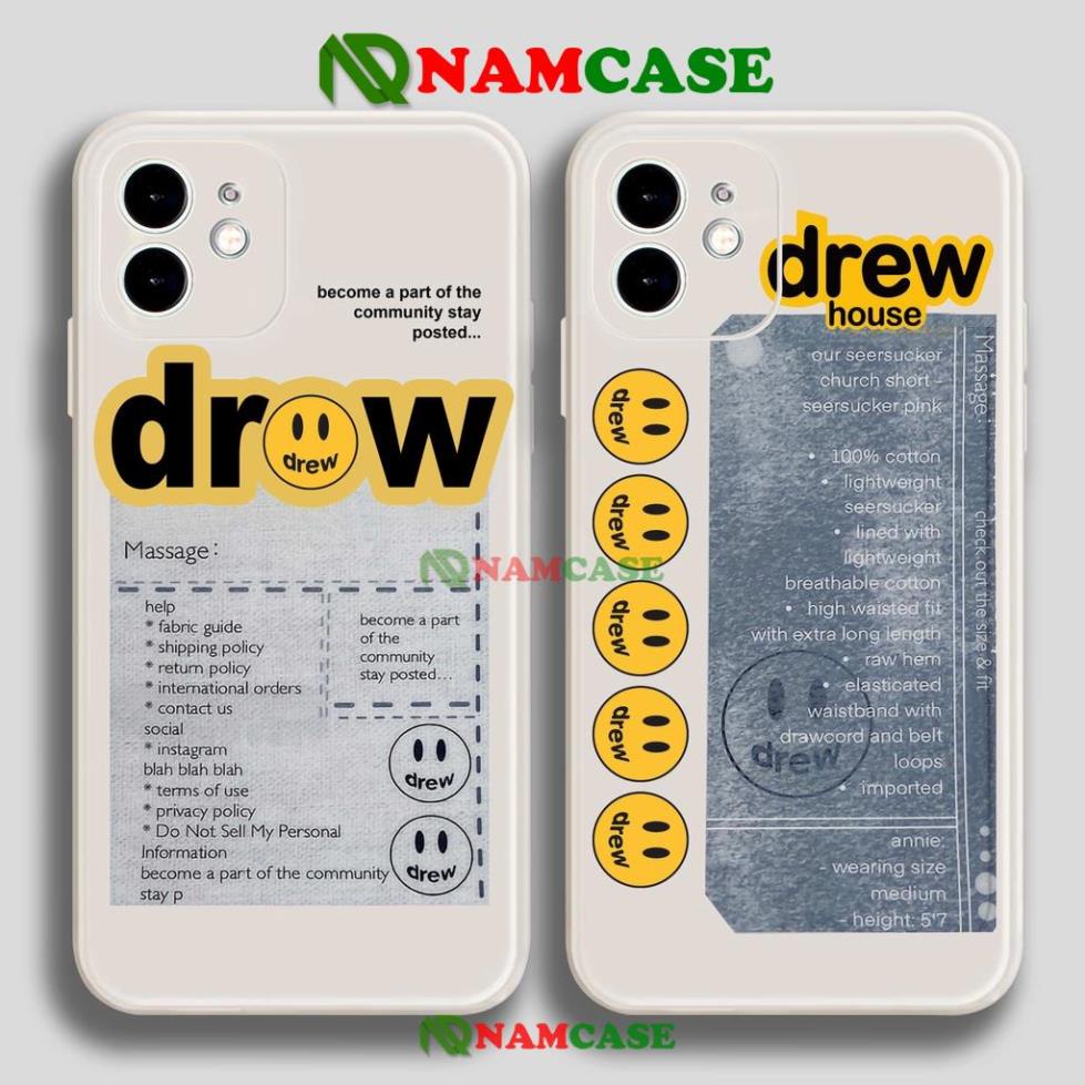 Ốp lưng iPhone Drew cạnh viền vuông silicon mềm dẻo cho iphone 6/6s/7/8/X/XS/XR/11/12/13 Pro Plus Max cute dễ thương đẹp