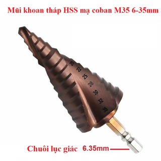 Mũi Khoan Tháp Thép Gió HSS Phủ CoBan M35 Khoan Inox 6-35mm Mũi Khoan Inox, Mũi Khoan Nón, Mũi Khoan Bậc Mũi Khoan Sắt