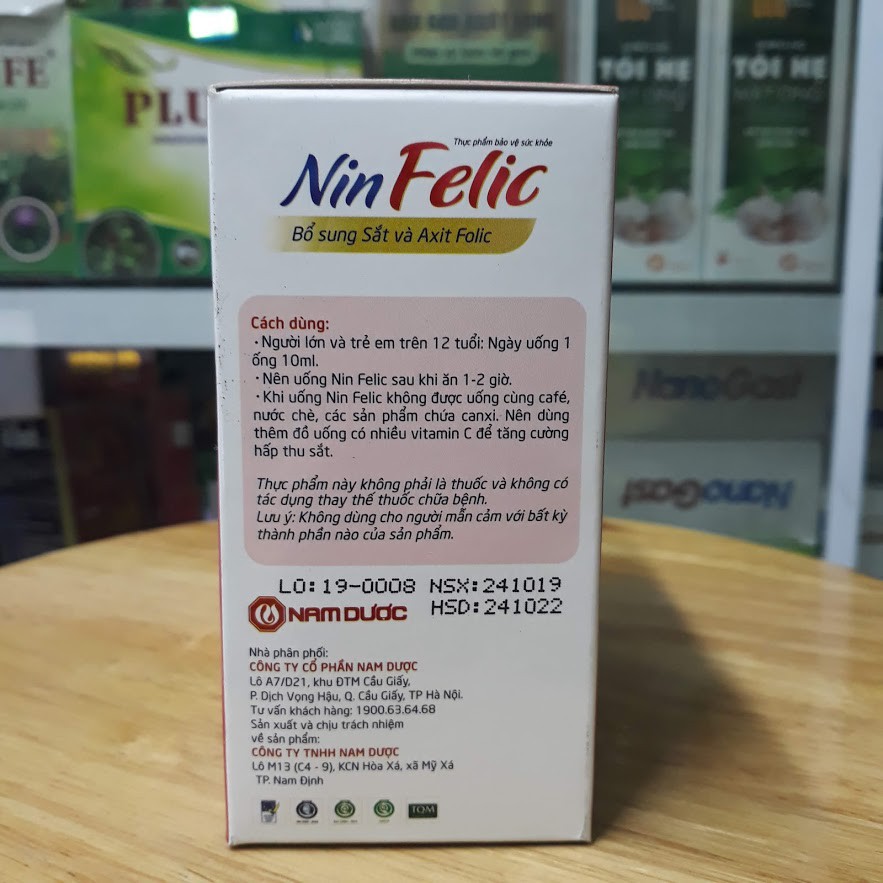 Sắt ống NinFelic-dành cho người thiếu sắt,mệt mỏi