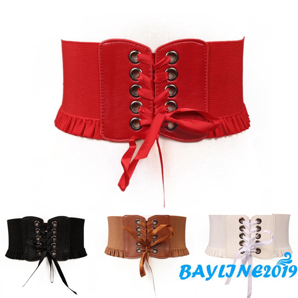 Đai lưng Corset màu đơn sắc phối dây tiện dụng cho nữ