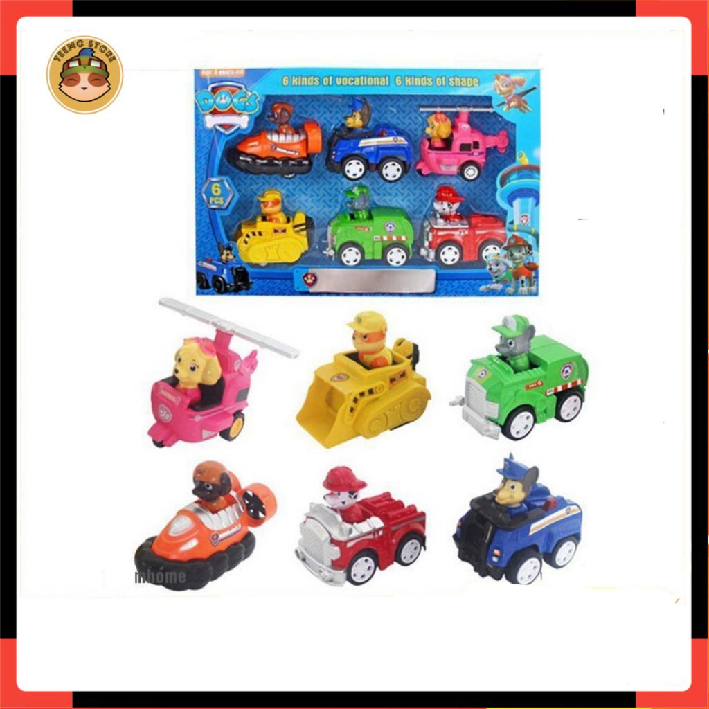 Đồ Chơi Đội Chó Cứu Hộ Cao Cấp Gồm 6 Nhân Vật, Chạy Đà Cót, Mô Phỏng Các Nhân Vật Trong Phim Hoạt Hình - Teemostores