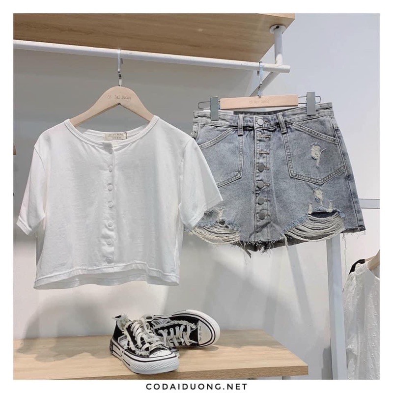 Chân váy jean rách 6 khuy | BigBuy360 - bigbuy360.vn