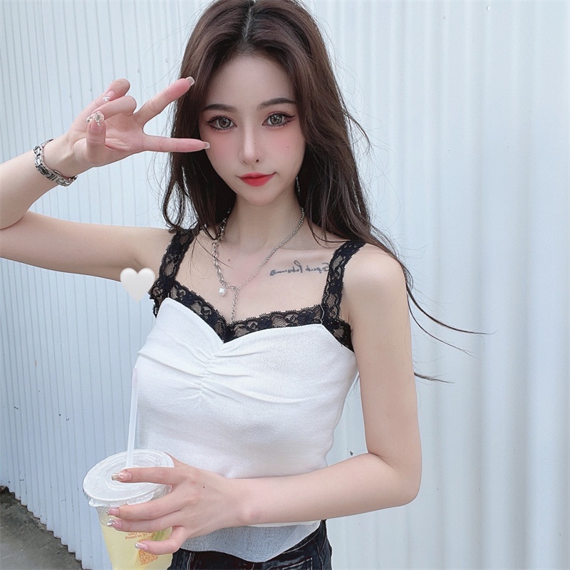 MS619 Áo kiểu nữ hai dây ren phối voan rúm ngực