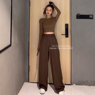 ( Sẵn ) Quần tây ống suông ulzzang / quần ống rộng lưng cao form dài/ kèm hình thật