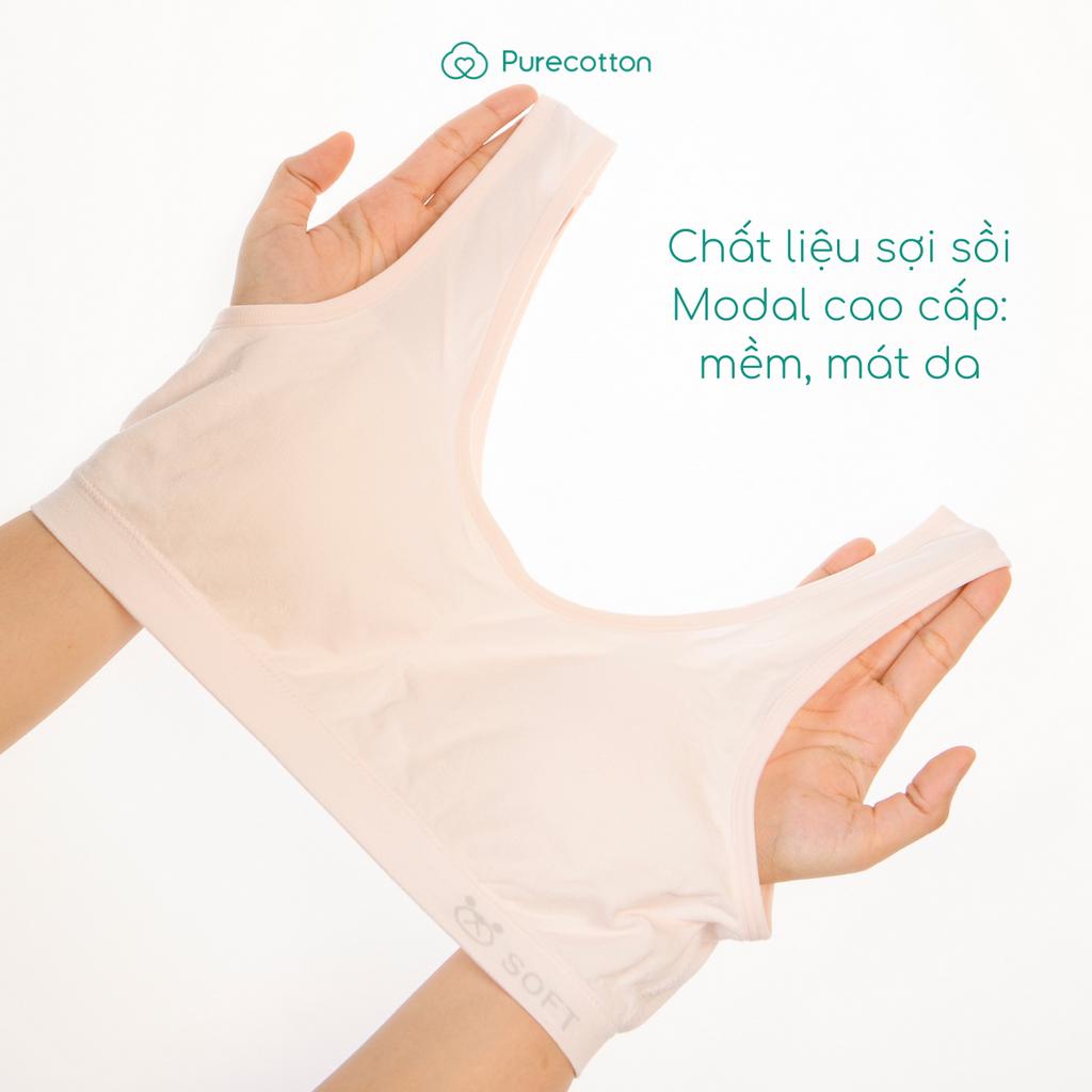 Áo lá học sinh Purecotton cho bé gái mới lớn chất liệu Sợi Sồi cao cấp kiểu dáng chui đầu có đệm PC062