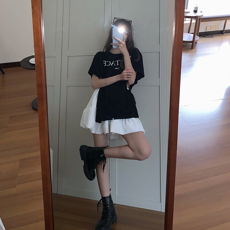 set váy nữ🍉 Set áo vintage chân váy trắng, chân váy ngắn phồng màu trắng mix áo màu đen xẻ tà cá tính, style xinh xắn � | BigBuy360 - bigbuy360.vn