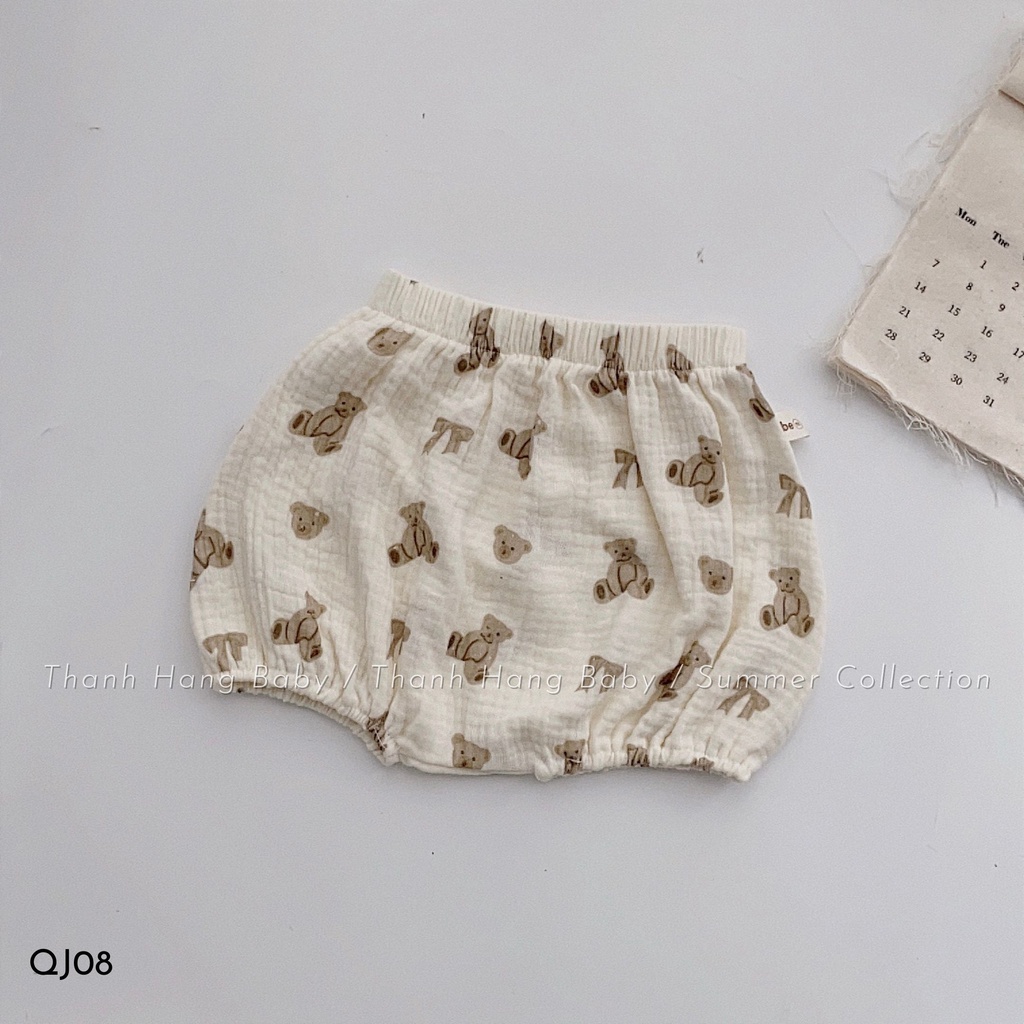 Quần đùi trẻ em, quần short đũi cho bé trai bé gái mặc hè thanh hằng baby 7 - 17 Kg