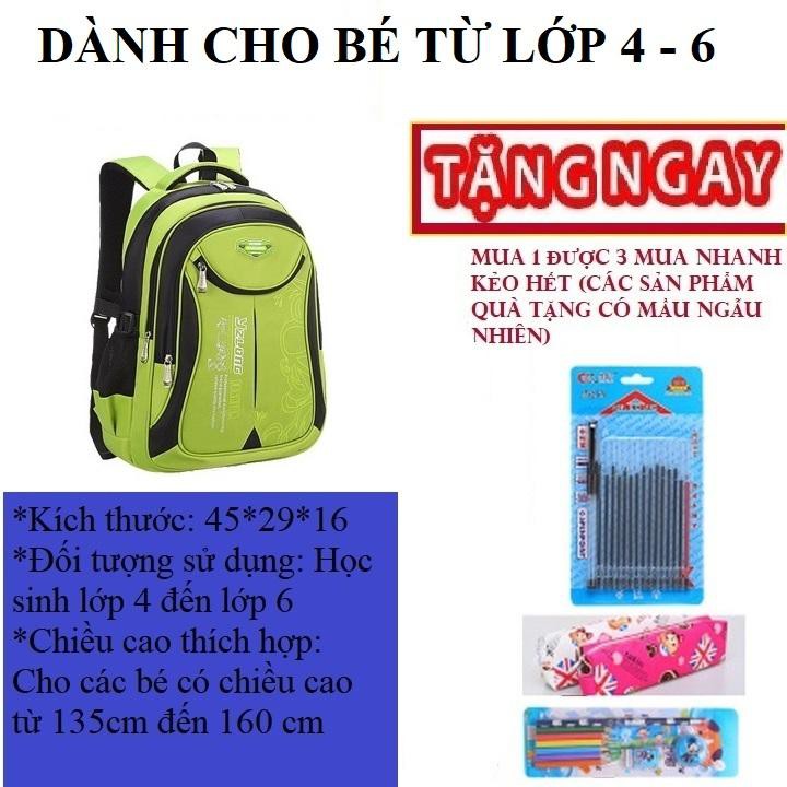 Ba lô, cặp học sinh siêu nhẹ chống thấm kích thước 45x29x16 cm thích hợp dùng với học sinh lớp 4 đến lớp 5 xanh cốm