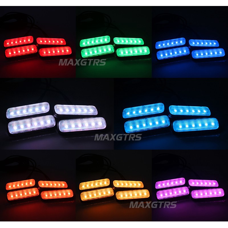 Set 4 Đèn Led MAXGTRS Rgb Trang Trí Nội Thất Xe Hơi Kèm Điều Khiển Từ Xa