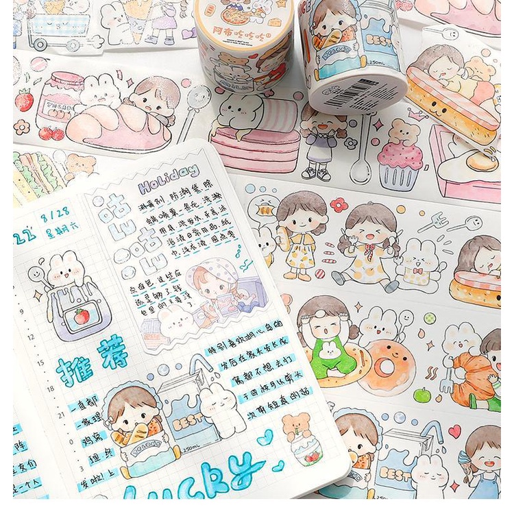 Băng keo Washi tape Telado họa tiết dễ thương - 6 Style - 144cm