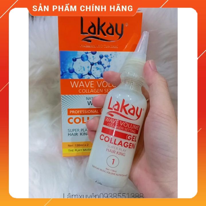 DUNG DỊCH UỐN DẬP LAKAY WAVE VOLUME COLLAGEN 130*2ML  uốn thơm ít mùi hôi , giúp tóc sáng bóng và khoẻ mạnh.