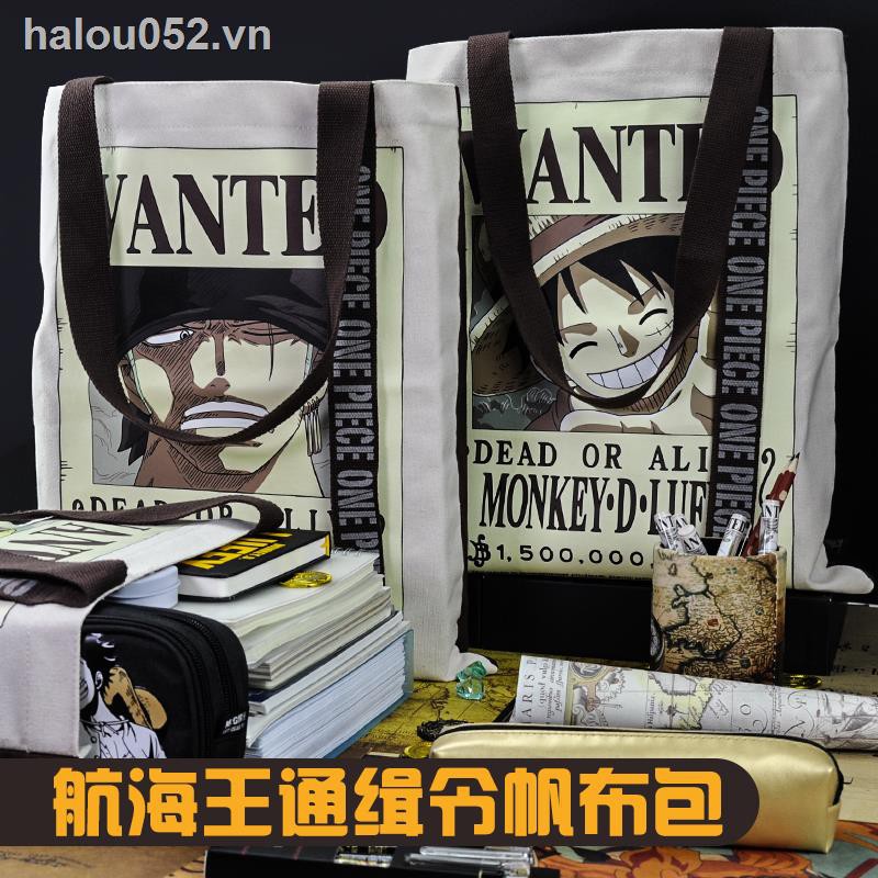 Túi Vải Canvas Đựng Bút Đa Năng In Hình Anime One Piece