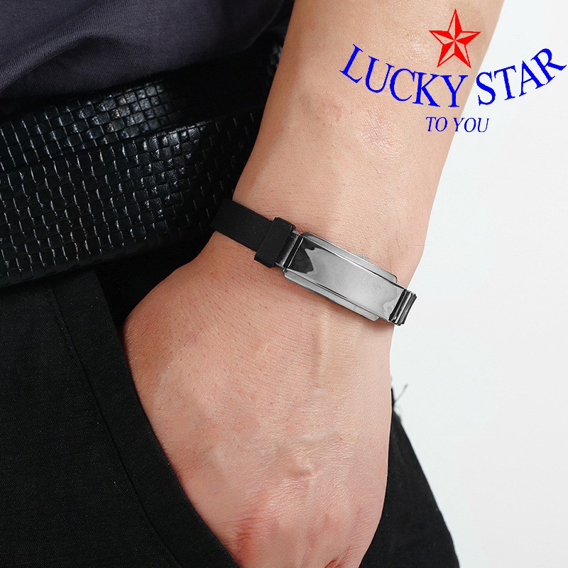 Vòng tay thời trang nam nữ dây đeo đồng hồ bảng trơn inox không đen