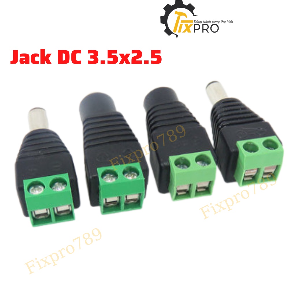 Jack nguồn DC đầu đực, cái 5.5x2.5mm, 5.5x2.1mm đấu dây dùng vít.