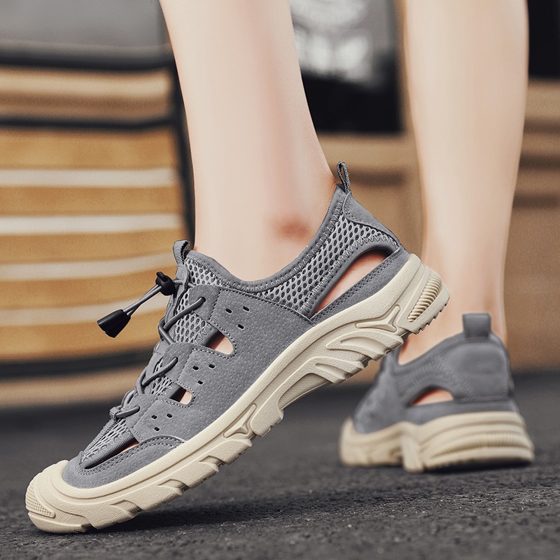 Giày Sandal Phối Lỗ Thoáng Khí Chống Trượt Chống Thấm Nước Thời Trang Mùa Hè Cho Nam