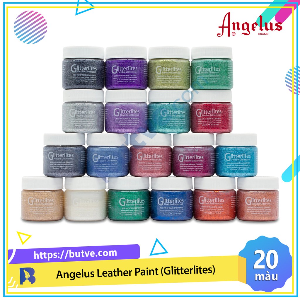 Màu acrylic kim tuyến vẽ lên da vải Angelus Leather Paint (Glitterlites) – 29.5ml (1Oz)