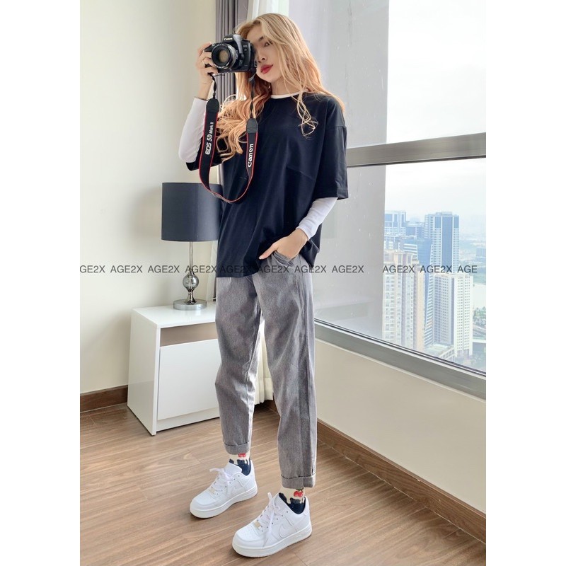 Áo thun oversize unisex tay lỡ 🆘 basic chính hãng AGE2X giá chất lương và giá tốt nhất