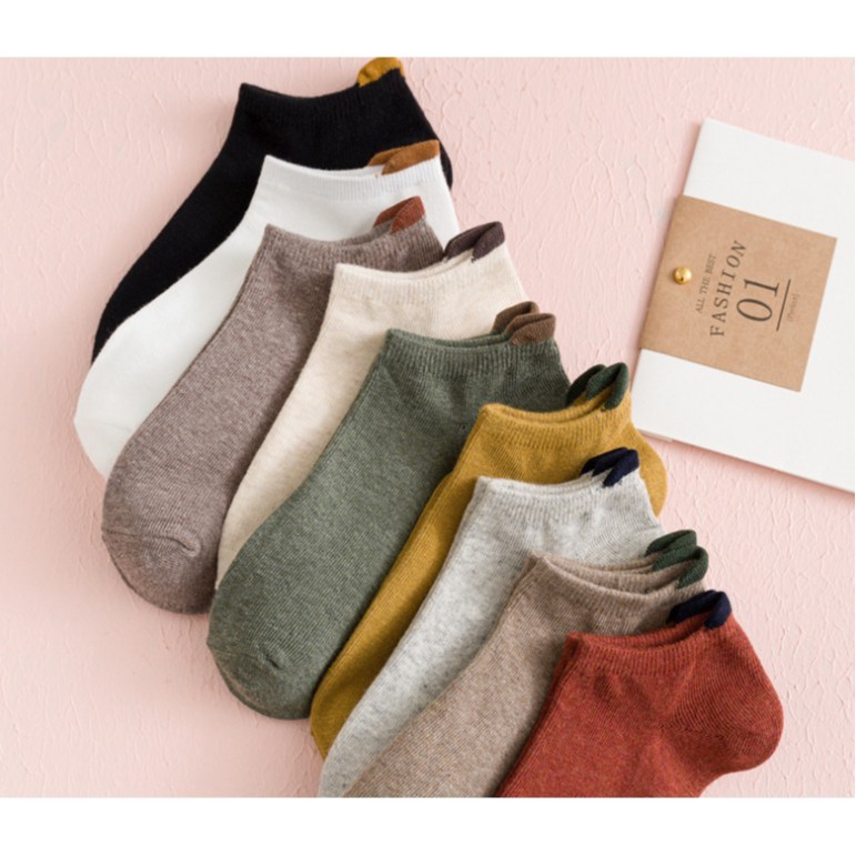 Vớ trơn cổ ngắn cotton nam nữ siêu thoáng