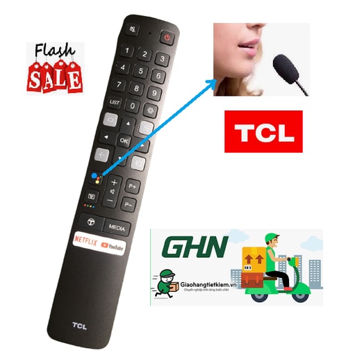 Điều khiển tivi TCL giọng nói hàng chính hãng,Tặng pin