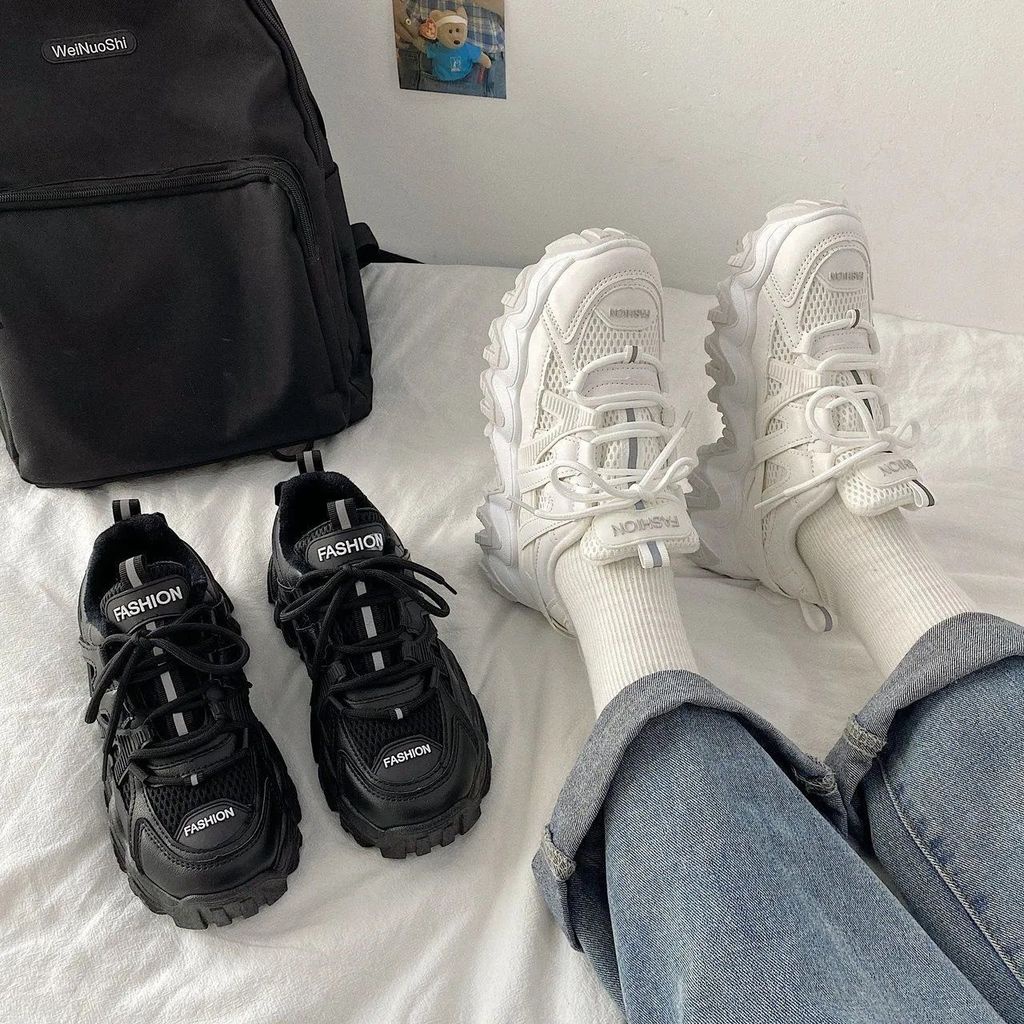 Giày Thể Thao Màu Đen Phong Cách Harajuku Thời Trang Mùa Hè Cho Nữ