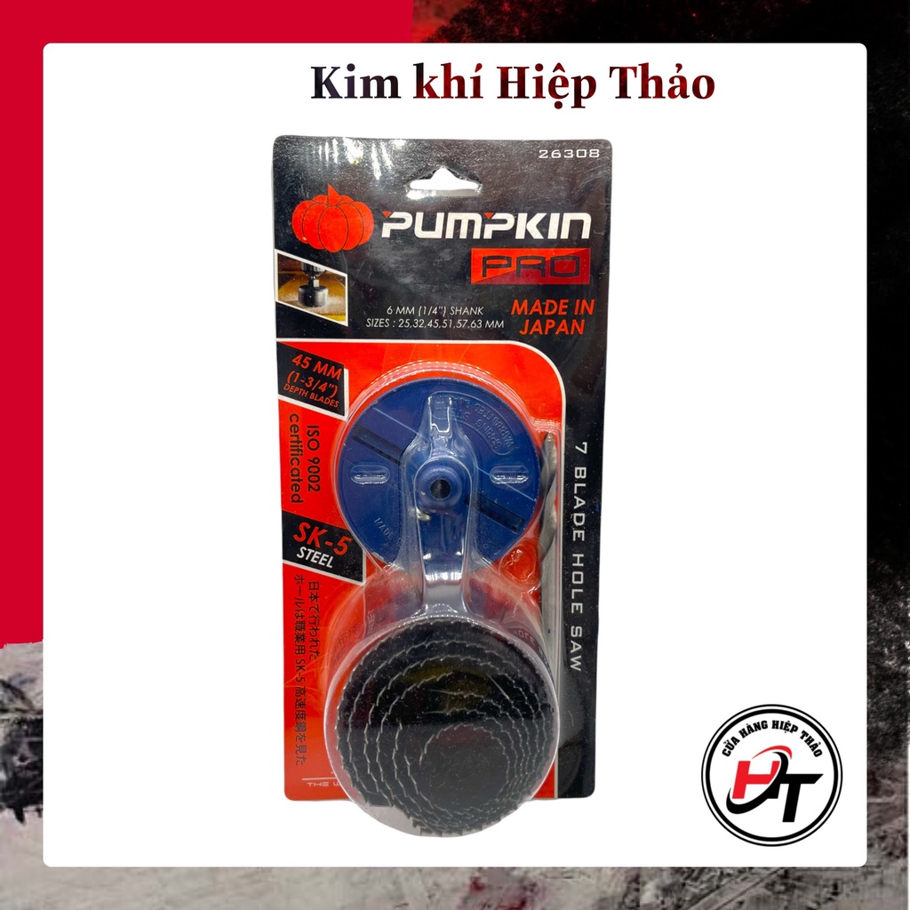 Bộ mũi khoét gỗ thạch cao khoan khoét lỗ tròn cao cấp Pumpkin Pro 26308 7 cỡ BMKG-NHAT-Pumpkin