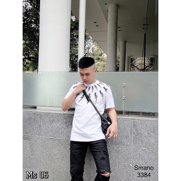 Áo cộc cổ tròn nam, áo phông Lv, sao chất cotton mịn