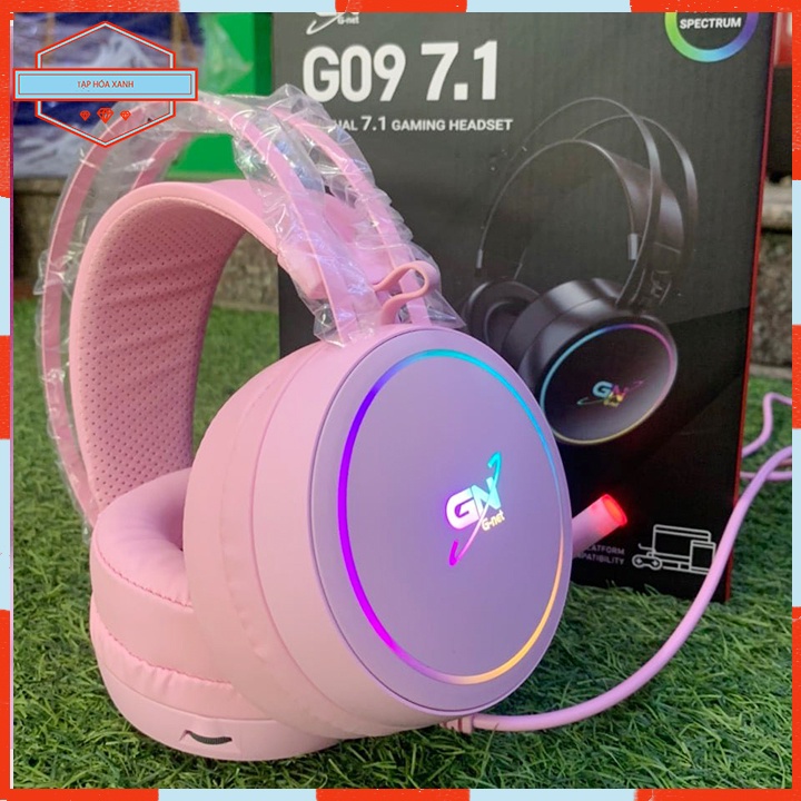Tai Nghe Máy Vi Tính Laptop PC GNET G09 USB 7.1 Úp Tai  Có Mic Gaming Headphone Nghe Nhạc Led RGB