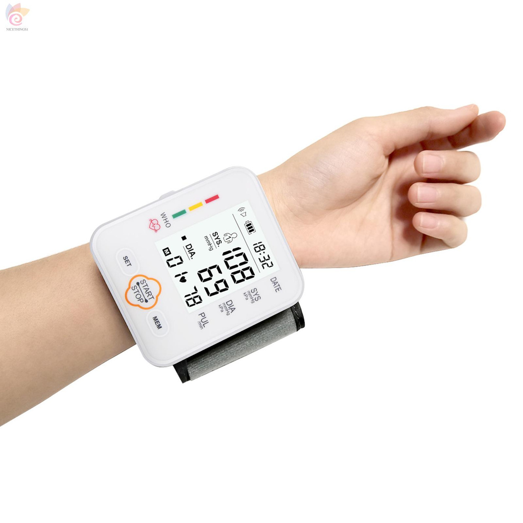 ET Electronic Blood-Pressure Monitor Home Use Wrist Type Sphygmomanometer Digital LCD Blood-Pressure Measurement Meter with Heart Rate Detection