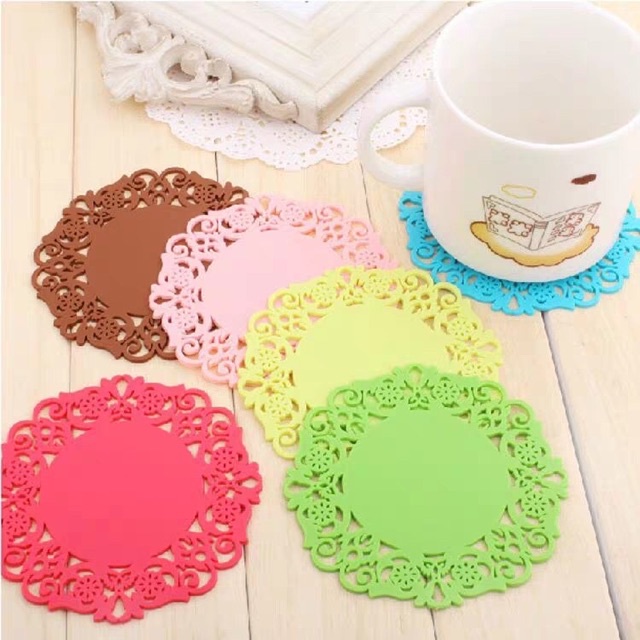 Set 10 Tấm Lót Ly Bằng Silicone Họa Tiết Sang Trọng